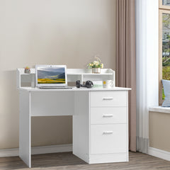 FCH 110*50*95cm Particleboard Paste Triamine Desktop Storage Layer Three Drawers Computer Desk White Wood Grain