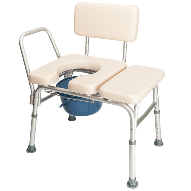 Multifunctional Aluminum Elder People Disabled People Pregnant Women Commode Chair Bath Chair Creamy White