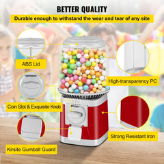 Gumball Machine, 1-inch Candy Vending Machine, Commercial Gumball Vending Machine with Adjustable Candy Outlet Size, Metal Gumball Dispenser Machine for Home, Gaming Stores