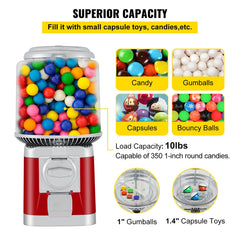 Gumball Machine, 1-inch Candy Vending Machine, Commercial Gumball Vending Machine with Adjustable Candy Outlet Size, Metal Gumball Dispenser Machine for Home, Gaming Stores