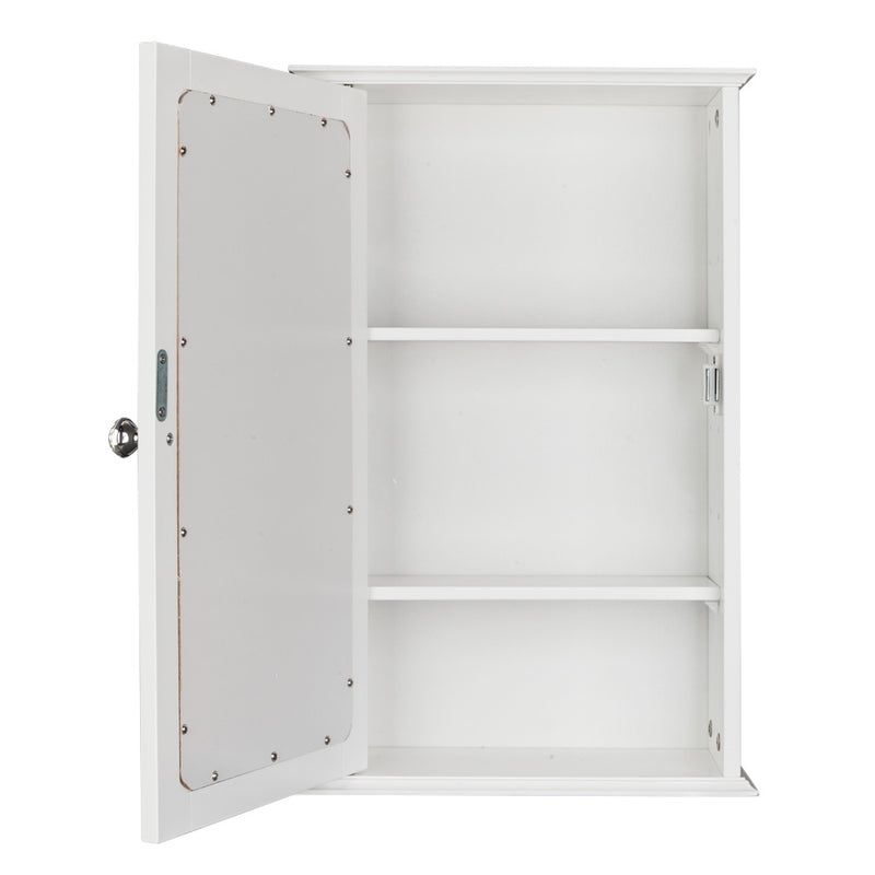 Single Door Mirror Indoor Bathroom Wall Mounted Cabinet Shelf White