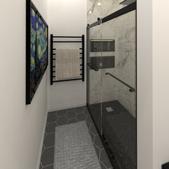 Bypass shower door, sliding door, with 5/16" tempered glass and Matted black finish 6074