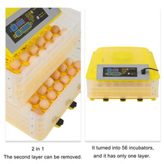 112-Egg Practical Fully Automatic Poultry Incubator Yellow & Transparent