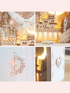 Music Park 3D Wooden Puzzles Castle Model Kits Night Lights Desk Decorations Birthday Christmas Gifts For Women