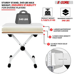 5 Core Keyboard Bench Height Adjustable Piano Chair Thick Padded Music Stool Heavy Duty Seat for Pianist Drum Guitar Player