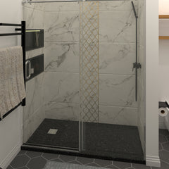 Glass shower door, sliding door, with 5/16" tempered glass and Polished Chrome finish