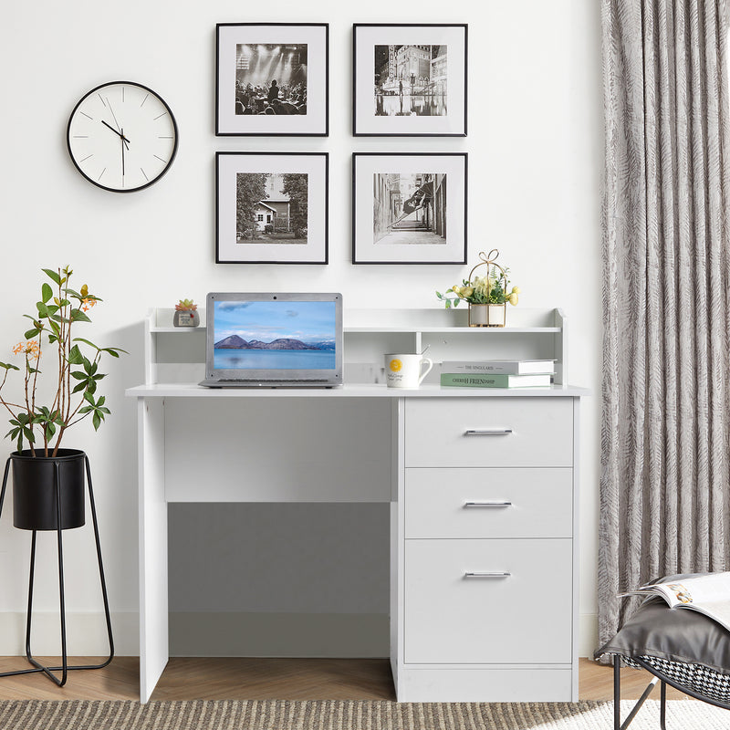 FCH 110*50*95cm Particleboard Paste Triamine Desktop Storage Layer Three Drawers Computer Desk White Wood Grain