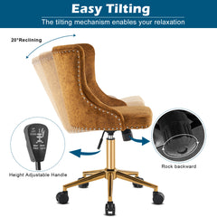 Lift wheel five-star foot backrest pull point teddy velvet  gold feet indoor leisure chair simple Nordic style