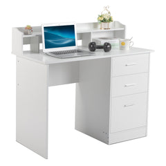 FCH 110*50*95cm Particleboard Paste Triamine Desktop Storage Layer Three Drawers Computer Desk White Wood Grain