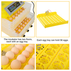 112-Egg Practical Fully Automatic Poultry Incubator Yellow & Transparent