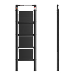 4 Step Ladder;  Retractable Handgrip Folding Step Stool with Anti-Slip Wide Pedal;  Aluminum Step Ladders 4 Steps;  300lbs Safety Household Ladder