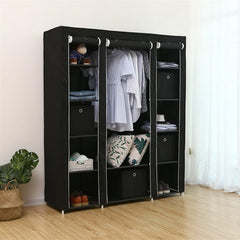 69" Portable Clothes Closet Wardrobe Storage Organizer with Non-Woven Fabric Quick and Easy to Assemble Extra Strong and Durable Black