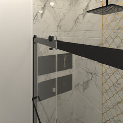 Bypass shower door, sliding door, with 5/16" tempered glass and Matted black finish 6074