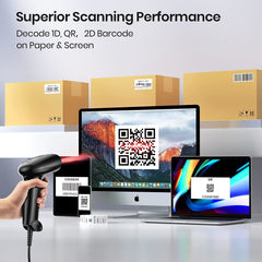 Anyeast Barcode Scanner with Stand, 2D 1D QR Code USB Wired Inventory Scanners for POS Computer Support Automatic Screen Scanning