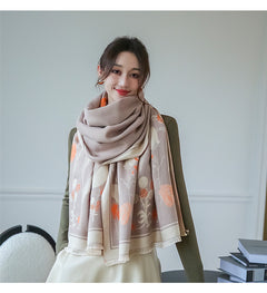 Fringe Print Imitation Cashmere Scarf 2022 Retro Thermal Shawl Mid-length Scarf