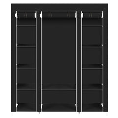 69" Portable Clothes Closet Wardrobe Storage Organizer with Non-Woven Fabric Quick and Easy to Assemble Extra Strong and Durable Black