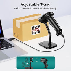 Anyeast Barcode Scanner with Stand, 2D 1D QR Code USB Wired Inventory Scanners for POS Computer Support Automatic Screen Scanning