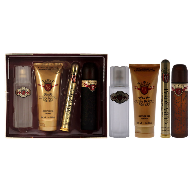 Cuba Royal by Cuba for Men - 4 Pc Gift Set 3.3oz EDT Spray, 1.17oz EDT Spray, 3.3oz After Shave, 6.7oz Shower Gel