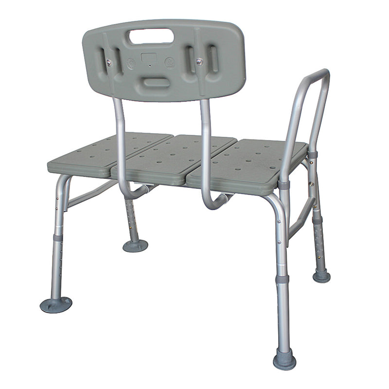 Medical Bathroom Safety Shower Tub Aluminium Alloy Bath Chair Transfer Bench with Back & Handle Gray