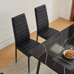 Disassemble rectangular table with arc MDF Black PVC marble surface 122*76*76cm N101