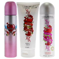 Cuba Heartbreaker by Cuba for Women - 3 Pc Gift Set 3.3oz EDP Spray, 6.7oz Body Spray, 6.6oz Body Lotion