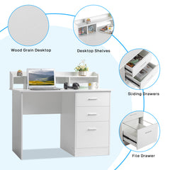 FCH 110*50*95cm Particleboard Paste Triamine Desktop Storage Layer Three Drawers Computer Desk White Wood Grain