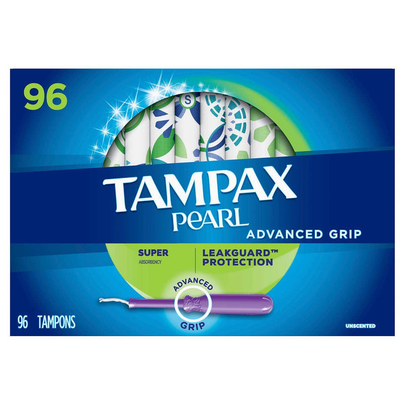 Tampax Pearl Advanced Grip Tampons Super, 96 Count