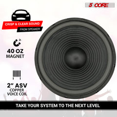 5 Core Subwoofer Speaker 15 Inch Car Sub Woofer 450W Max High Power Pro Audio 4 Ohm 40 Oz Y30 Magnet Big Replacement Bass Subs Para Carro - WF 15 140 4OHM