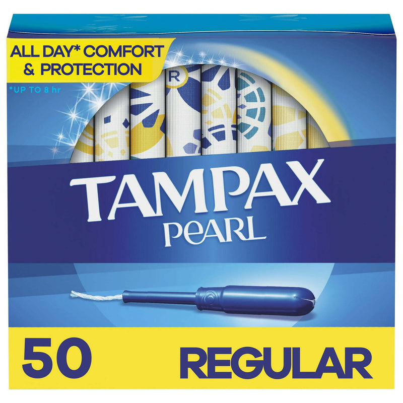 Tampax Pearl Plastic Tampons, Regular, Unscented, 50 Count (Choose your Count)