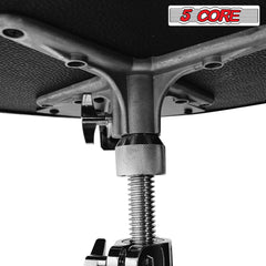 5 CORE Drum Throne with Backrest Black Thick Padded Saddle Drum Seat Comfortable Motorcycle Style Drum Chair Stool Height Adjustable Double Braced Tripod Legs for Drummers - DS CH BLK Rest