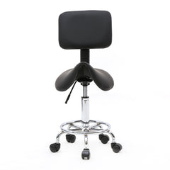 Saddle Shape Adjustable Salon Stool with Back Black