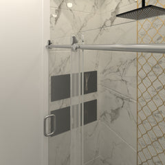 Glass shower door, sliding door, with 5/16" tempered glass and Polished Chrome finish