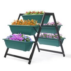 Raised Garden Planter Bed, Tiered Planter Stand with 5 Boxes, Vertical Raised Garden Bed for Herbs, Flowers, or Vegetables in Patio Balcony Indoor Outdoor