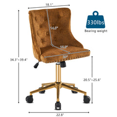 Lift wheel five-star foot backrest pull point teddy velvet  gold feet indoor leisure chair simple Nordic style