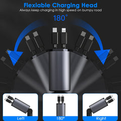 100W 4 In 1 Fast Car Charger USB C Car Charger 180ºAdjustable Car Phone Charger