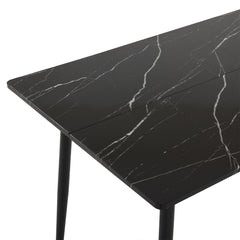 Disassemble rectangular table with arc MDF Black PVC marble surface 122*76*76cm N101