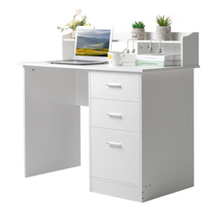 FCH 110*50*95cm Particleboard Paste Triamine Desktop Storage Layer Three Drawers Computer Desk White Wood Grain