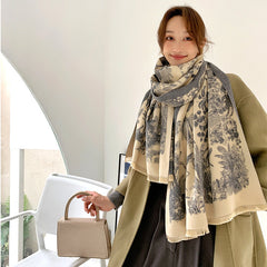 Japanese Wild Warm Scarf Women's Dual-use Imitation Cashmere Summer Air Conditioning Shawl Double-sided Scarf