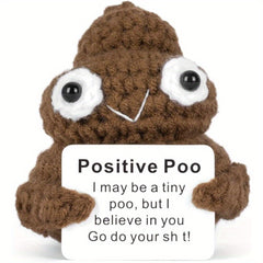 Poo Cute Crochet Potato Toy with Inspirational Quote Card, Ideal Novelty Gag Gift for Friends, Birthdays, Home Decor, Teachers, & Fall Celebrations. Unique Handmade Craft.