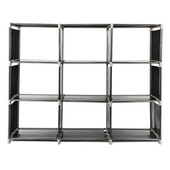 Multifunctional Assembled 3 Tiers 9 Compartments Storage Shelf Black