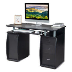 FCH 115* 55*74cm Black PB Wood 15mm Portable 1pc Door with 3pcs Drawers Computer Desk