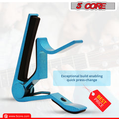 5 Core Capo Acoustic Electric Guitar 6 String Kapo Quick And Easy Adjustment Classic Clip For Banjo Mandolin Or Ukulele Capotraste Para Guitarra - CAPO BLUE 1Pc