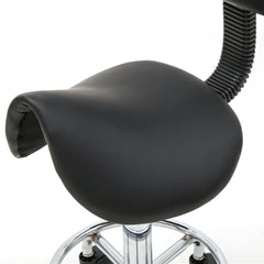 Saddle Shape Adjustable Salon Stool with Back Black