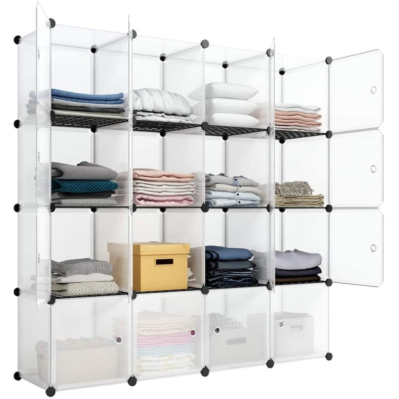 16-Cube Storage Shelf Cube Shelving Bookcase Bookshelf Organizing Closet Toy Organizer Cabinet White  Color