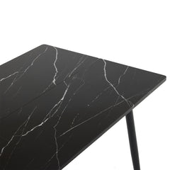 Disassemble rectangular table with arc MDF Black tabletop splicing PVC marble surface 140*76*76cm N101