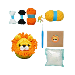 Crochet Yarn Kit for Adults, DIY Cartoon Doll Set with English Manual - Knitting Handmade Set for Beginners, 1Set New Crochet Material Package, Learn to Crochet Lion Kit.