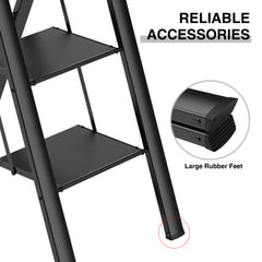 4 Step Ladder;  Retractable Handgrip Folding Step Stool with Anti-Slip Wide Pedal;  Aluminum Step Ladders 4 Steps;  300lbs Safety Household Ladder