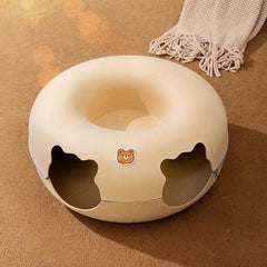 Cat Tunnel BedCat Nest Four Seasons Universal  Summer Sleep Internet Red Donut Dodge House Pet Cat Drill Hole Semi-EnclosedPeekaboo Cat Cave, Cat Donut Tunnel Toy for Indoor Cats, Circle Bed