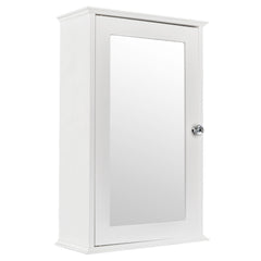 Single Door Mirror Indoor Bathroom Wall Mounted Cabinet Shelf White