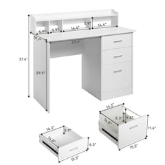 FCH 110*50*95cm Particleboard Paste Triamine Desktop Storage Layer Three Drawers Computer Desk White Wood Grain